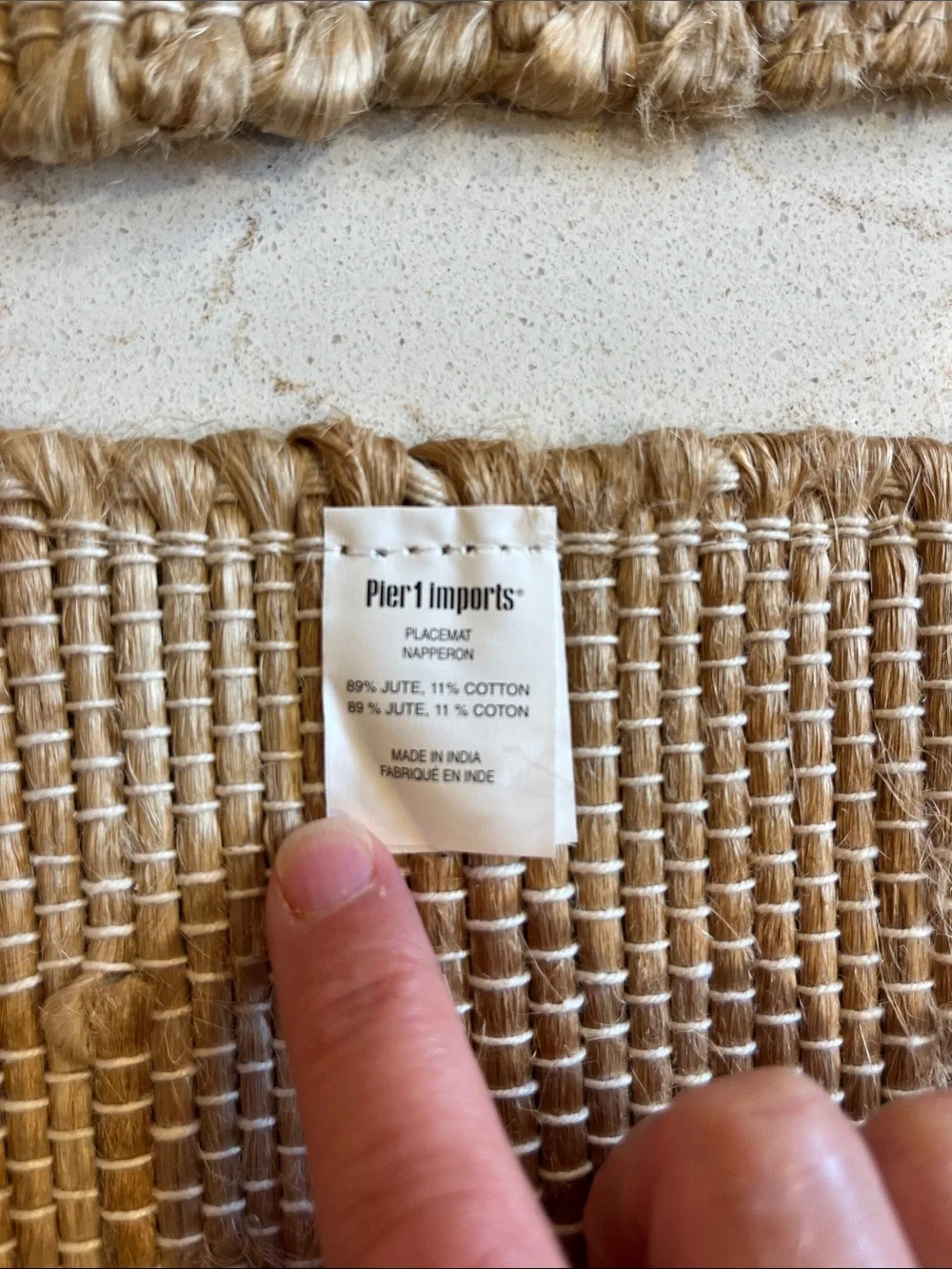 Pier 1 Natural Beige Woven Jute Placemats with Fringe (set of 2)